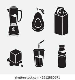 set of juice good for icons, symbol, silhouette design, etc