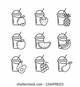 Set of juice icon with line design, juice vector illustration