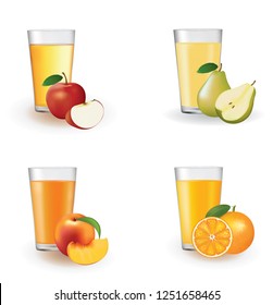 Set of juices in a glass, vector