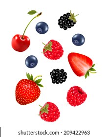 Set of juicy berries. Vector.