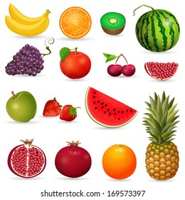 Set of juicy fruit isolated