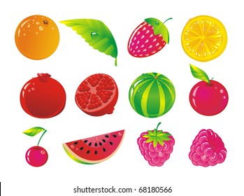 Set from juicy fruit and ripe berries