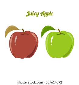 Set of juicy green and red apples isolated on a white background. 