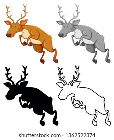 set of jumping elks illustration