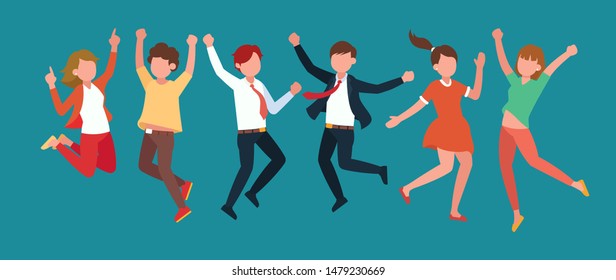 Set of jumping people character vector design. 