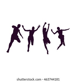 Set of  jumpling people silhouettes. Vector illustration