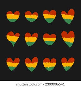 Set of Juneteenth Heart Theme Abstract Doodle