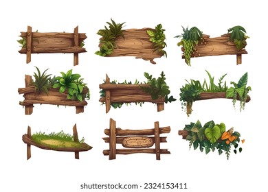 set jungle board in cartoon style for video game isolated on white background