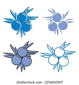 Set of Juniper Berries icon flat design vector illustration on white background. svg