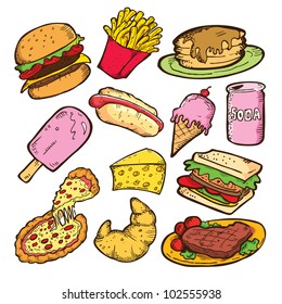 set junk food doodle