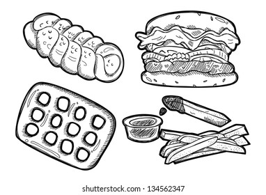 Set of junk food doodle