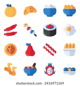 Set of Junk Food Flat Icons

