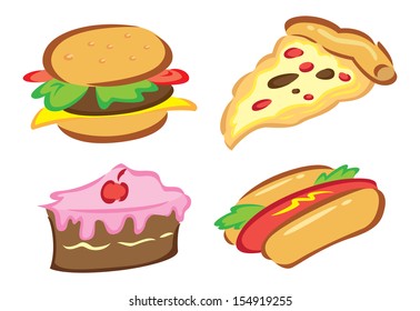set of junk food icon