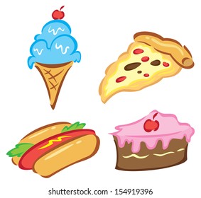 set of junk food icon