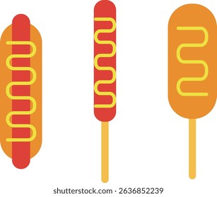 Set of junk food icon illustrations