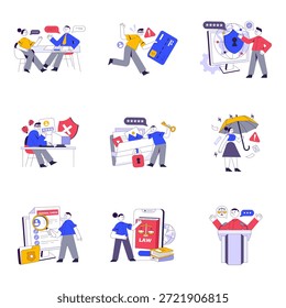 Set von flachen Illustrationen