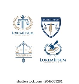Diseño de ilustraciones vectoriales con el logotipo de la plantilla del conjunto de leyes de justicia. icono del logotipo de abogado