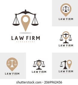 Set of Justice point logo vector template, Creative Law Firm logo design concepts