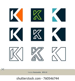 Set K Letter Icon Square Vector Logo Template Illustration Design. Vector EPS 10.