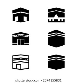 Set of Kaaba icon silhouettes illustrations for Islamic Design