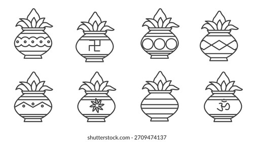 Conjunto de iconos de kalash Ilustración vectorial