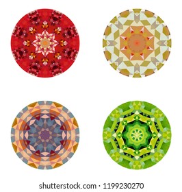 Set of kaleidoscopes. White background. Vector illustration.