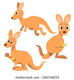 set of kangaroo cartoon.