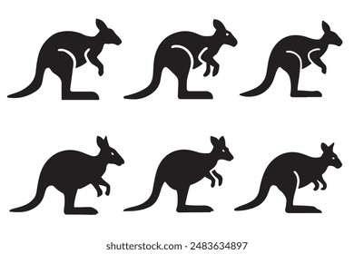 Set of kangaroo's vector illustration 