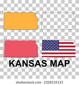 Set of Kansas map, united states of america. Flat concept icon vector illustration .
