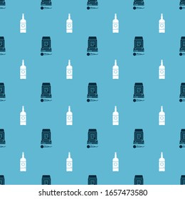 Set Karaoke  and Beer bottle  on seamless pattern. Vector