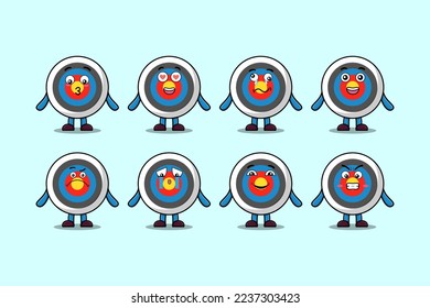 Set kawaii Archery target cartoon character with different expressions cartoon face illustrations