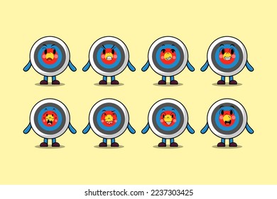 Set kawaii Archery target cartoon character with different expressions cartoon face illustrations