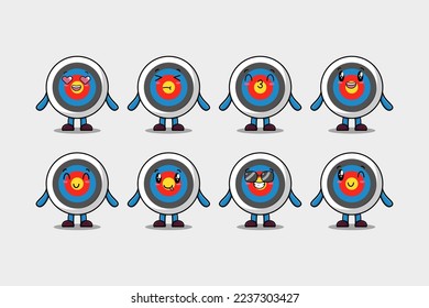 Set kawaii Archery target cartoon character with different expressions cartoon face illustrations