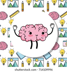 set kawaii brain with knowledge education