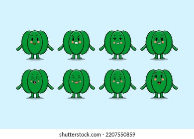 Set kawaii Cactus cartoon character with different expressions cartoon face vector illustrations