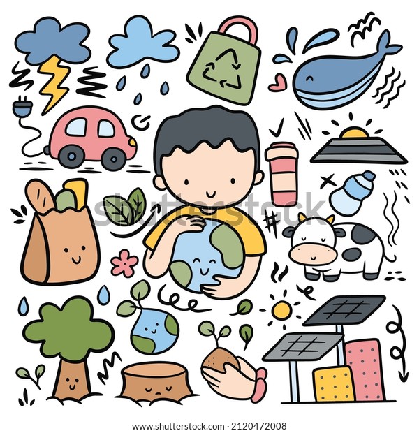 Set of Kawaii Cartoon
Ecology Doodle