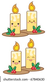 Set of kawaii Christmas candles.