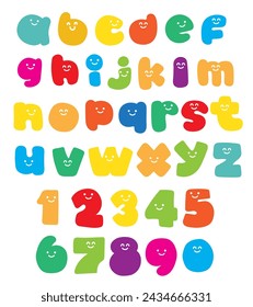 set of kawaii colorful cartoon fonts