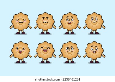 Set kawaii Cookies cartoon character with different expressions cartoon face vector illustrations