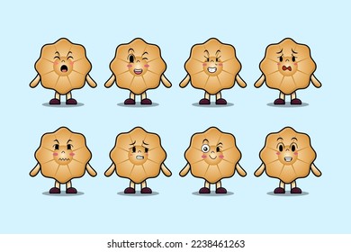 Set kawaii Cookies cartoon character with different expressions cartoon face vector illustrations