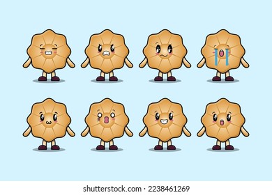 Set kawaii Cookies cartoon character with different expressions cartoon face vector illustrations