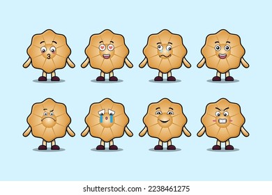 Set kawaii Cookies cartoon character with different expressions cartoon face vector illustrations