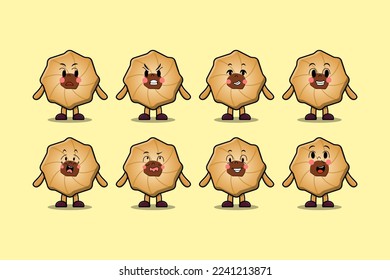 Set kawaii Cookies cartoon character with different expressions cartoon face vector illustrations
