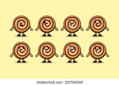 Set kawaii Cookies cartoon character with different expressions cartoon face vector illustrations