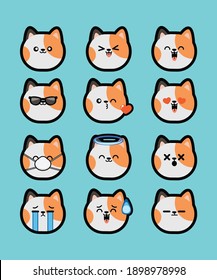 Set Kawaii cute faces manga style eyes and mouths. funny cartoon japanese emoticon in in different expressions for social networks expression  character and emoticon face illustration
