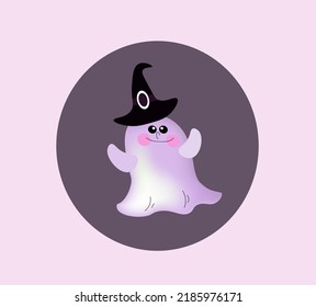 Set of kawaii cute funny happy ghosts,
Isolated flat cartoon vector illustration. 