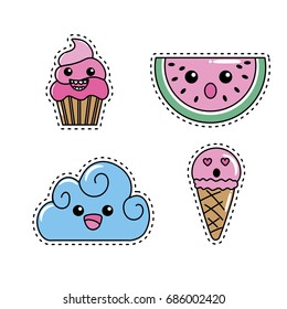 set kawaii cute tender design