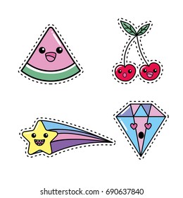set kawaii cute tender design