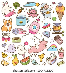 Set of kawaii doodles