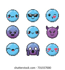 set kawaii emoji emotion design icon